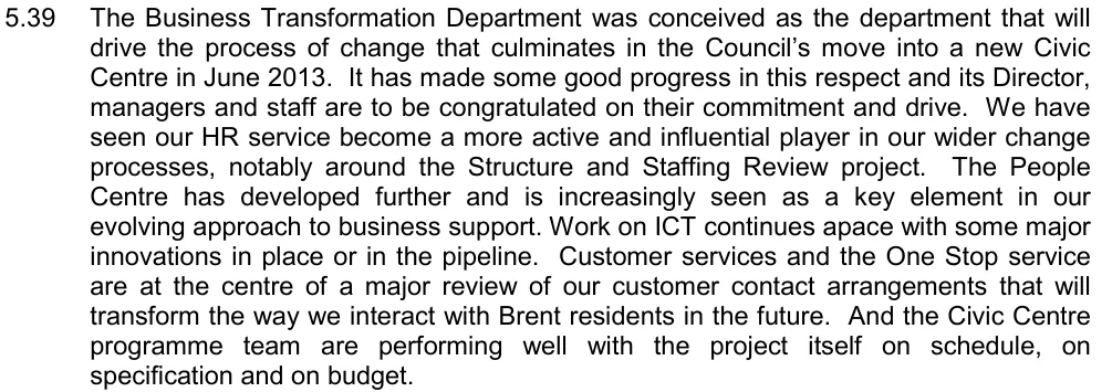 Original report paragraph 5.39 describing the People Centre, page 33
